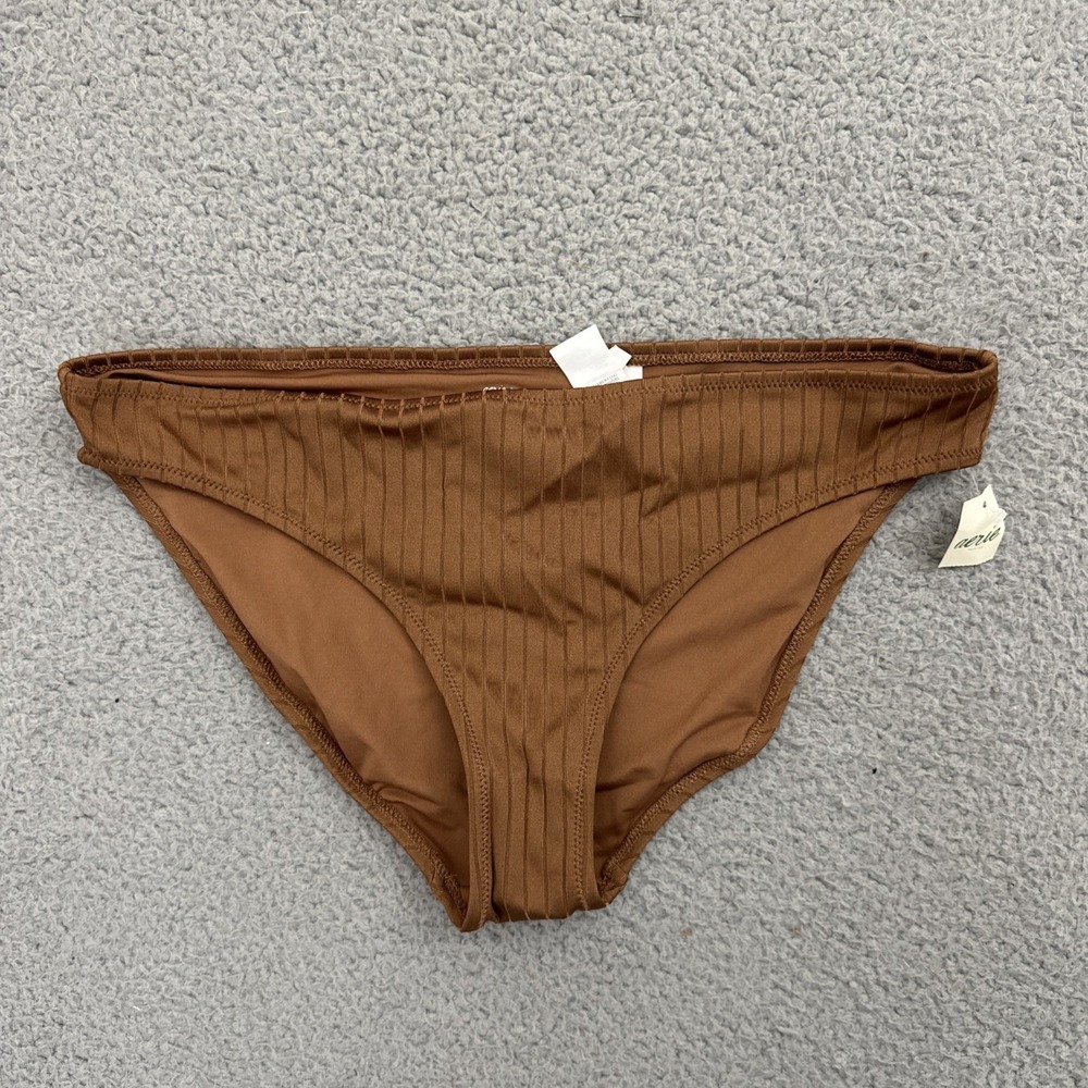 NWT Aerie Swim Bikini Bottom Brown‎ Ribbed Beach Summer Vacation Women Large